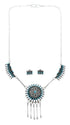 Zuni Sterling Silver & Turquoise Needlepoint Necklace & Earring Set SN20285