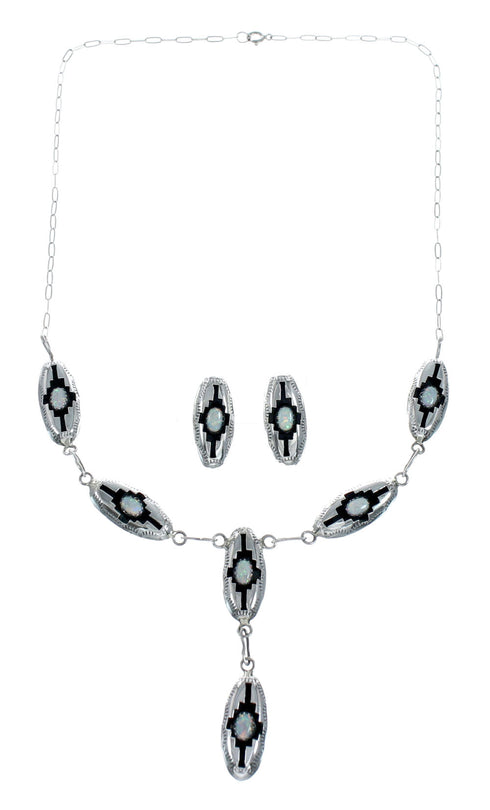 Navajo White Opal Sterling Silver Link Necklace Set SN20286