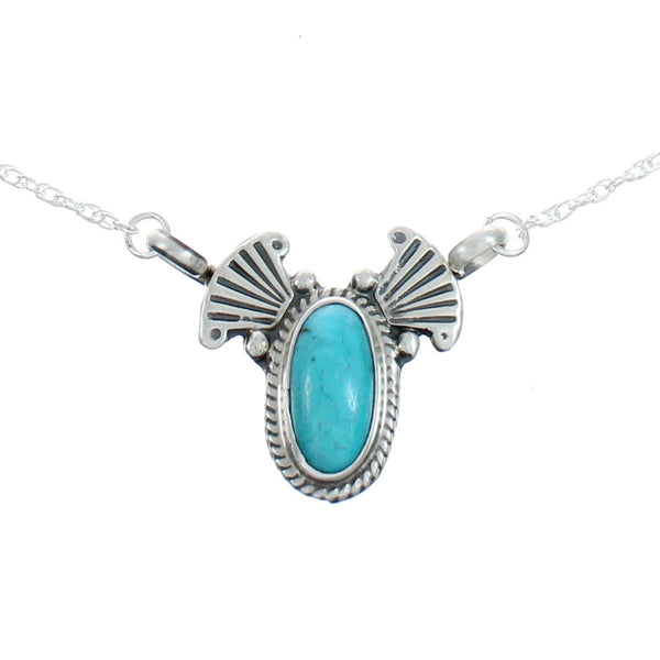 Sterling Silver Navajo Native American Turquoise Chain Necklace SN20289