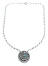 Sterling Silver & Turquoise Zuni Sunburst Pendant Necklace SN20287