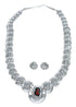 Navajo Reversible Sterling Silver and Coral Necklace Earrings Set SN20292