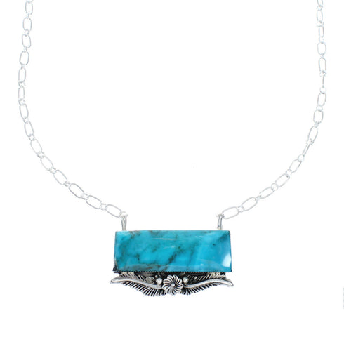 Navajo Sterling Silver & Turquoise Rectangle Necklace SN20301