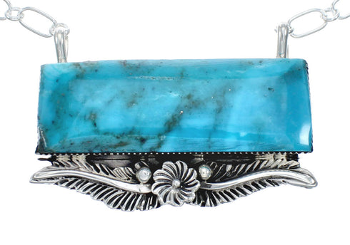 Navajo Sterling Silver & Turquoise Rectangle Necklace SN20301