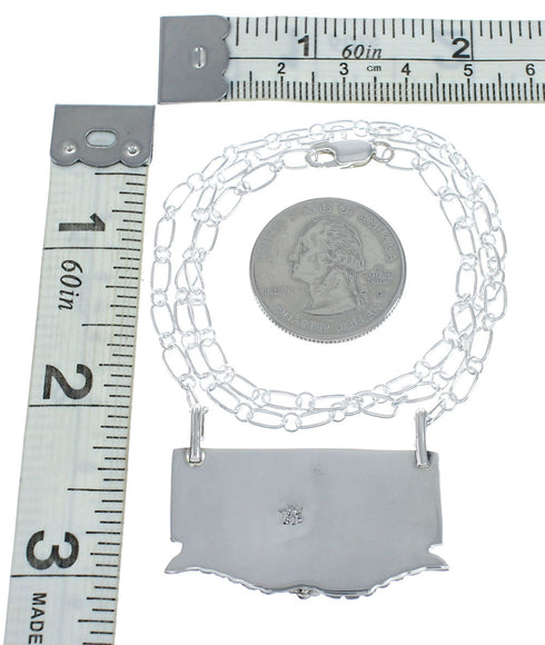 Navajo Sterling Silver & Turquoise Rectangle Necklace SN20301