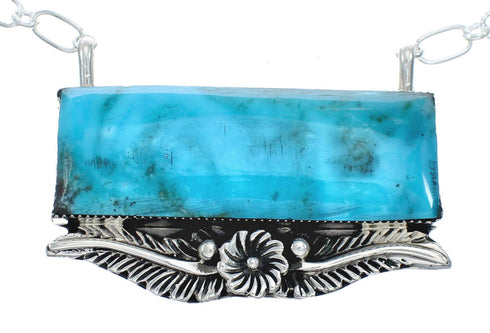 Navajo Sterling Silver & Turquoise Rectangle Necklace SN20300