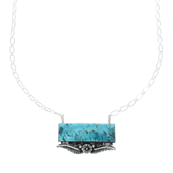 Navajo Sterling Silver & Turquoise Rectangle Necklace SN20302