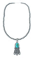 Navajo Turquoise Sterling Silver Old Pawn Bead Necklace SN20283