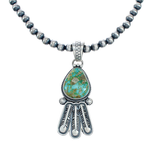 Navajo Turquoise Sterling Silver Old Pawn Bead Necklace SN20310