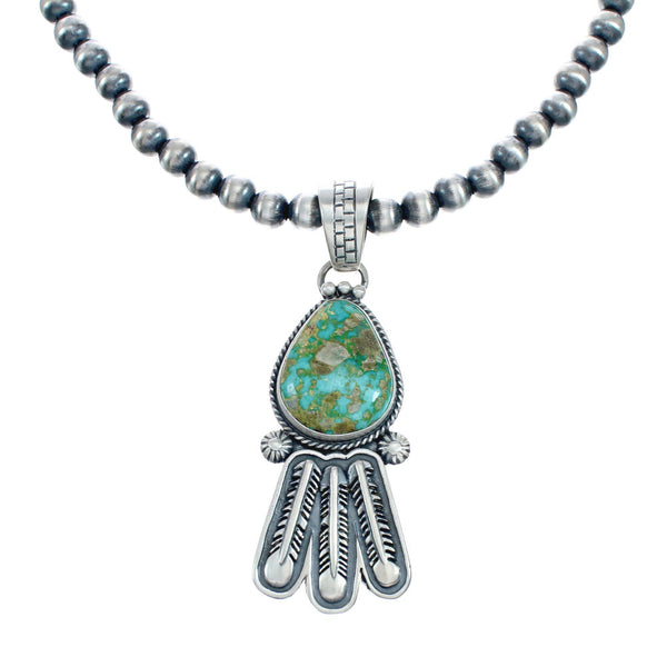 Navajo Turquoise Sterling Silver Old Pawn Bead Necklace SN20310