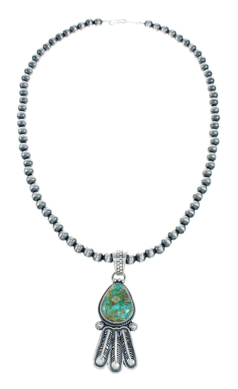 Navajo Turquoise Sterling Silver Old Pawn Bead Necklace SN20310