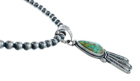 Navajo Turquoise Sterling Silver Old Pawn Bead Necklace SN20310