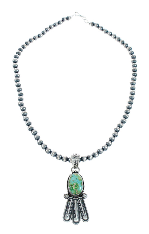 Navajo Turquoise Sterling Silver Old Pawn Bead Necklace SN20311