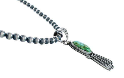 Navajo Turquoise Sterling Silver Old Pawn Bead Necklace SN20311