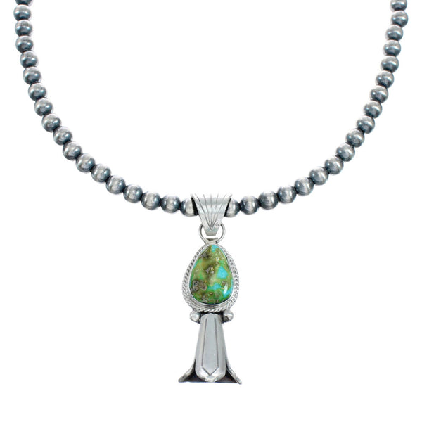 Navajo Turquoise Sterling Silver Old Pawn Bead Necklace SN20295