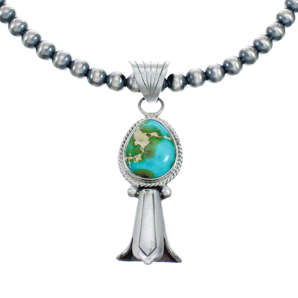 Navajo Turquoise Sterling Silver Old Pawn Bead Necklace SN20293