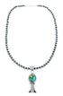 Navajo Turquoise Sterling Silver Old Pawn Bead Necklace SN20293