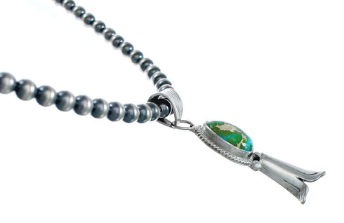 Navajo Turquoise Sterling Silver Old Pawn Bead Necklace SN20293