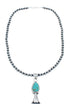 Navajo Turquoise Sterling Silver Old Pawn Bead Necklace SN20296