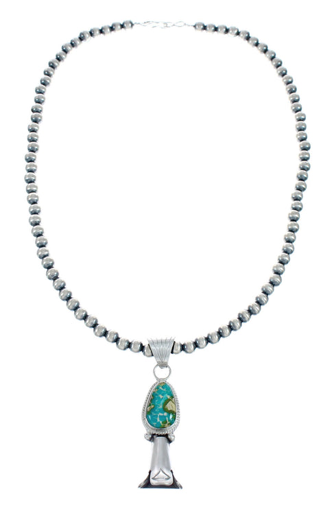 Navajo Turquoise Sterling Silver Old Pawn Bead Necklace SN20294