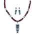 Zuni Sun Sterling Silver Multicolor Inlay Necklace & Earrings Set SN20308