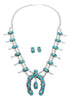 Effie Calavaza Zuni Turquoise Snake Squash Blossom Necklace Set SN20284