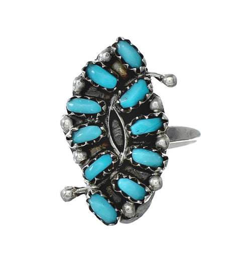 Zuni Turquoise Sterling Silver Ring Size 4-3/4 SN20227