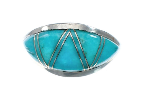 Genuine Sterling Silver Southwestern Turquoise Ring Size 6-3/4 SN20112