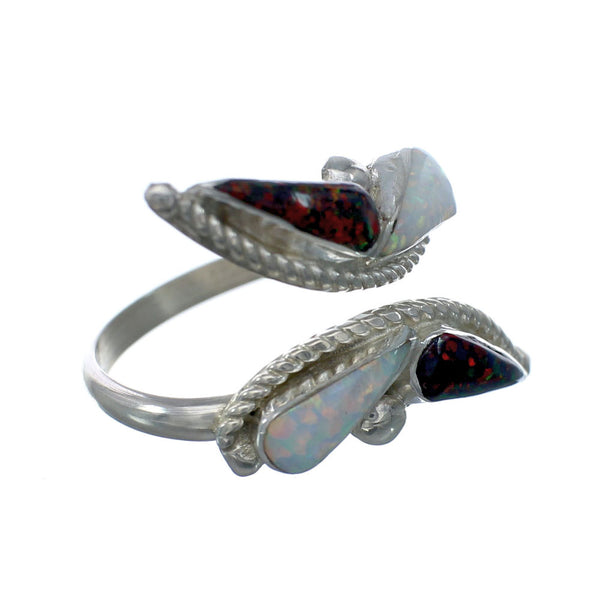 Zuni Indian Brown Opal Genuine Sterling Silver Adjustable Butterfly Ring Size 7-9 SN20229