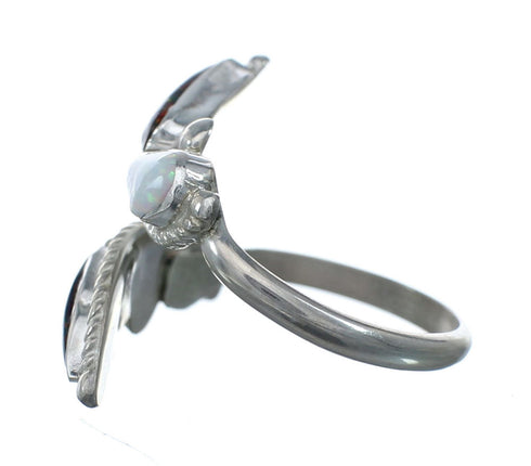 Zuni Indian Brown Opal Genuine Sterling Silver Adjustable Butterfly Ring Size 7-9 SN20229