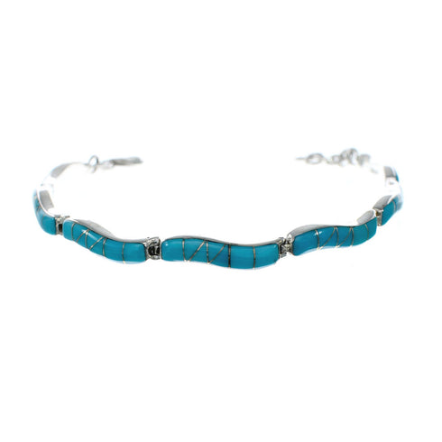 Sterling Silver Turquoise Inlay Link Bracelet SN20220