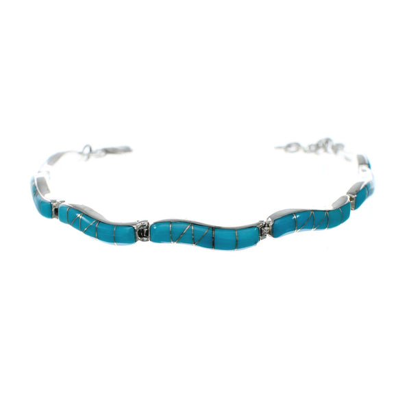 Sterling Silver Turquoise Inlay Link Bracelet SN20220