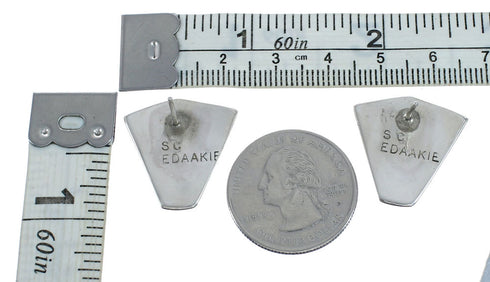 Zuni Multicolor Owl Sterling Silver Post Dangle Earrings SN20330