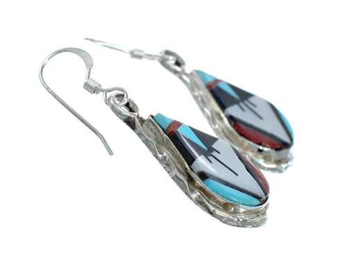 Zuni Multicolor Sterling Silver Hook Dangle Earrings SN20320