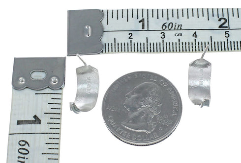 Native American Feather Genuine Sterling Silver Post Hoop Earrings SN20331