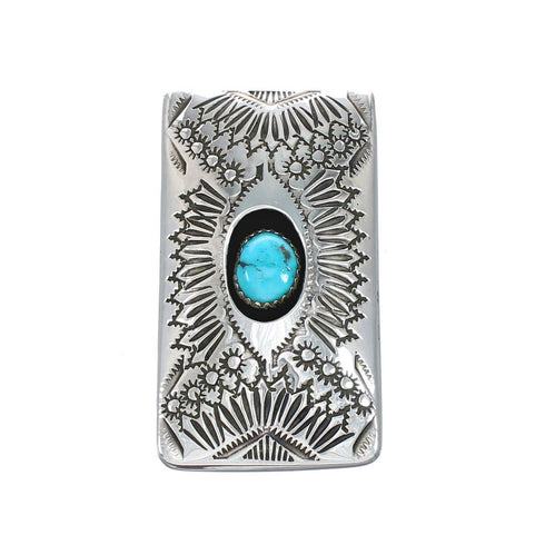 Turquoise Genuine Sterling Silver Navajo Money Clip SN20363