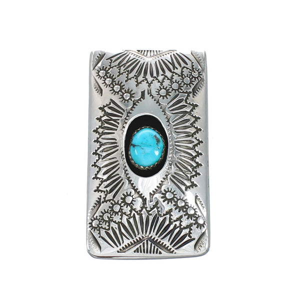 Turquoise Genuine Sterling Silver Navajo Money Clip SN20363