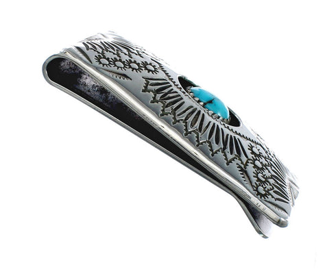 Turquoise Genuine Sterling Silver Navajo Money Clip SN20363