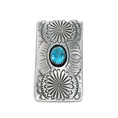 Turquoise Genuine Sterling Silver Navajo Money Clip SN20364