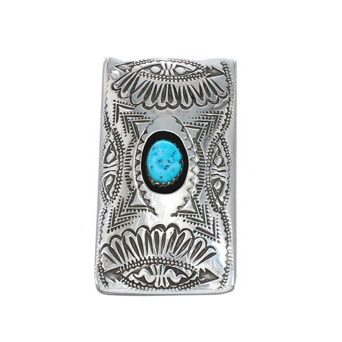 Turquoise Genuine Sterling Silver Navajo Money Clip SN20365