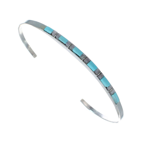 Navajo Multicolor Inlay Sterling Silver Cuff Bracelet SX10098