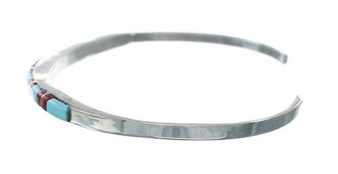 Navajo Multicolor Inlay Sterling Silver Cuff Bracelet SX10099