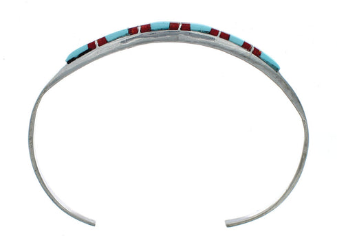 Navajo Multicolor Inlay Sterling Silver Cuff Bracelet SX10099