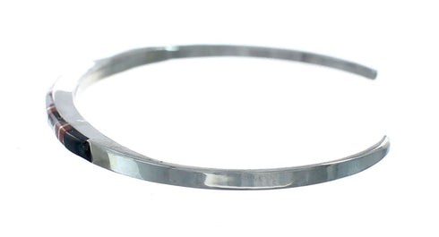 Navajo Multicolor Inlay Sterling Silver Cuff Bracelet SX10100