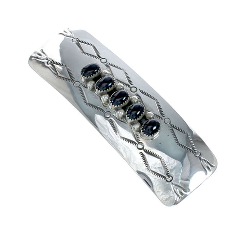 Navajo Sterling Silver Onyx Hair Barrette SN20390