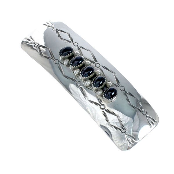 Navajo Sterling Silver Onyx Hair Barrette SN20390