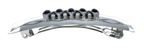 Navajo Sterling Silver Onyx Hair Barrette SN20390