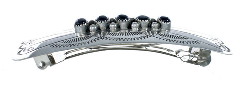 Navajo Sterling Silver Onyx Hair Barrette SN20391