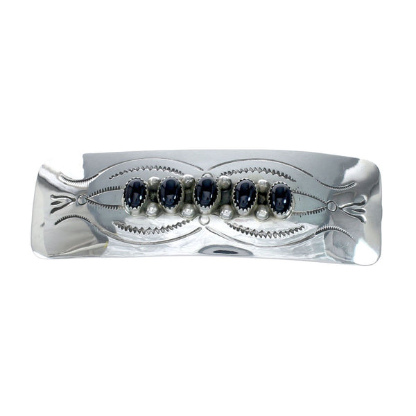 Navajo Sterling Silver Onyx Hair Barrette SN20393