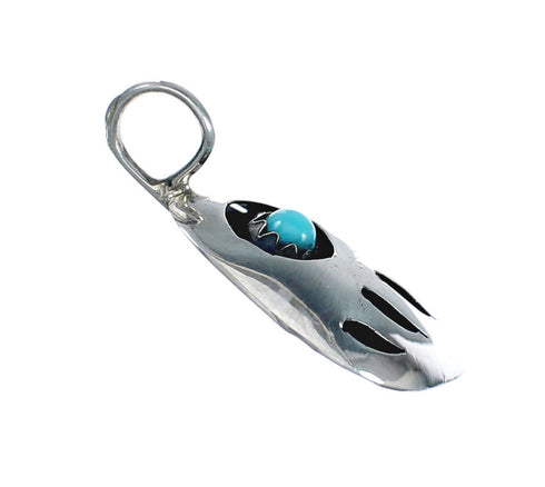 Native American Navajo Bear Paw Sterling Silver Turquoise Pendant SX10112