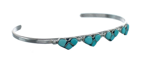 Sterling Silver Turquoise Zuni Heart Inlay Cuff Bracelet SN20481